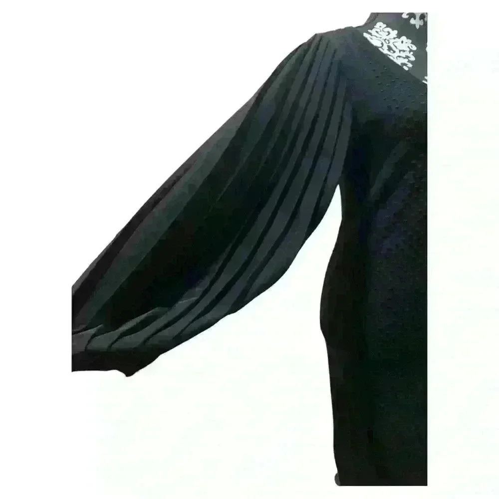 WHBM Black Pleated Drama Sleeve Sweater Dress Size S NWT - Picture 5 of 10